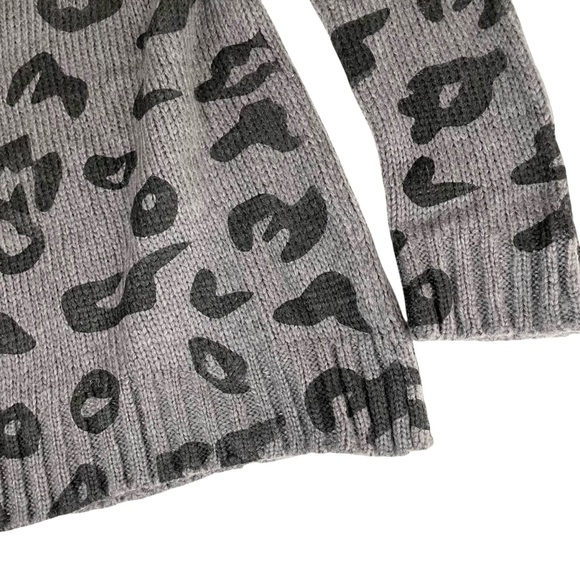 Wooden Ships Leopard Cheetah Print Sweater Mohair Wool Gray - Picture 9 of 11